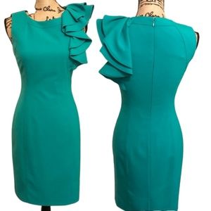 CK Ruffle Shoulder Cocktail Dress - Size 2